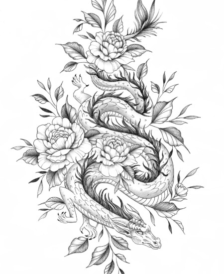 Dragon and Peonies Dragon and Peonies