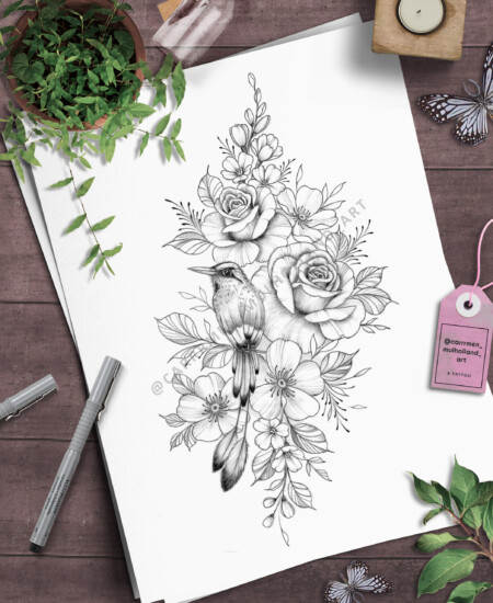 Bread and wheat on wooden background