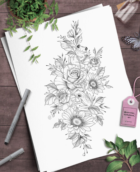 Bread and wheat on wooden background