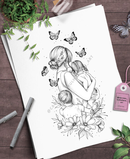 Bread and wheat on wooden background