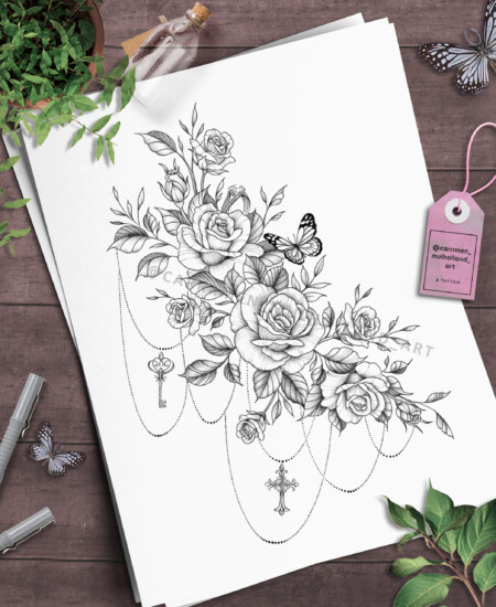 Bread and wheat on wooden background